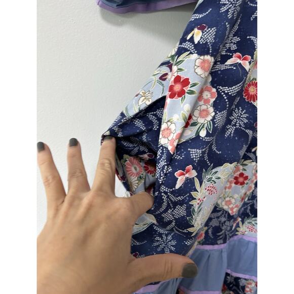 Vintage Kaftan Boho Mumu Dress Patchwork Hippie 80's Womens Size Medium Floral - Picture 5 of 9